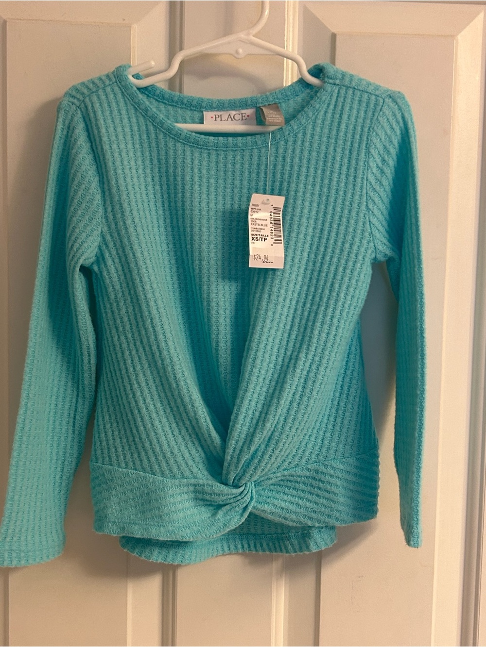NWT- The Children's Place Aqua Twist-Front Knit Sweater